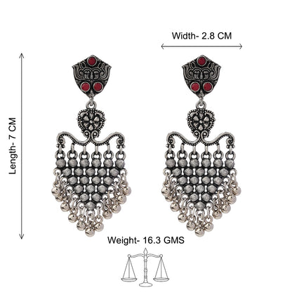 Chan-Chan ghunghroo dangler earring (Red)
