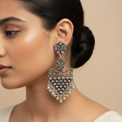 Chan-Chan ghunghroo dangler earring (Baby Pink)