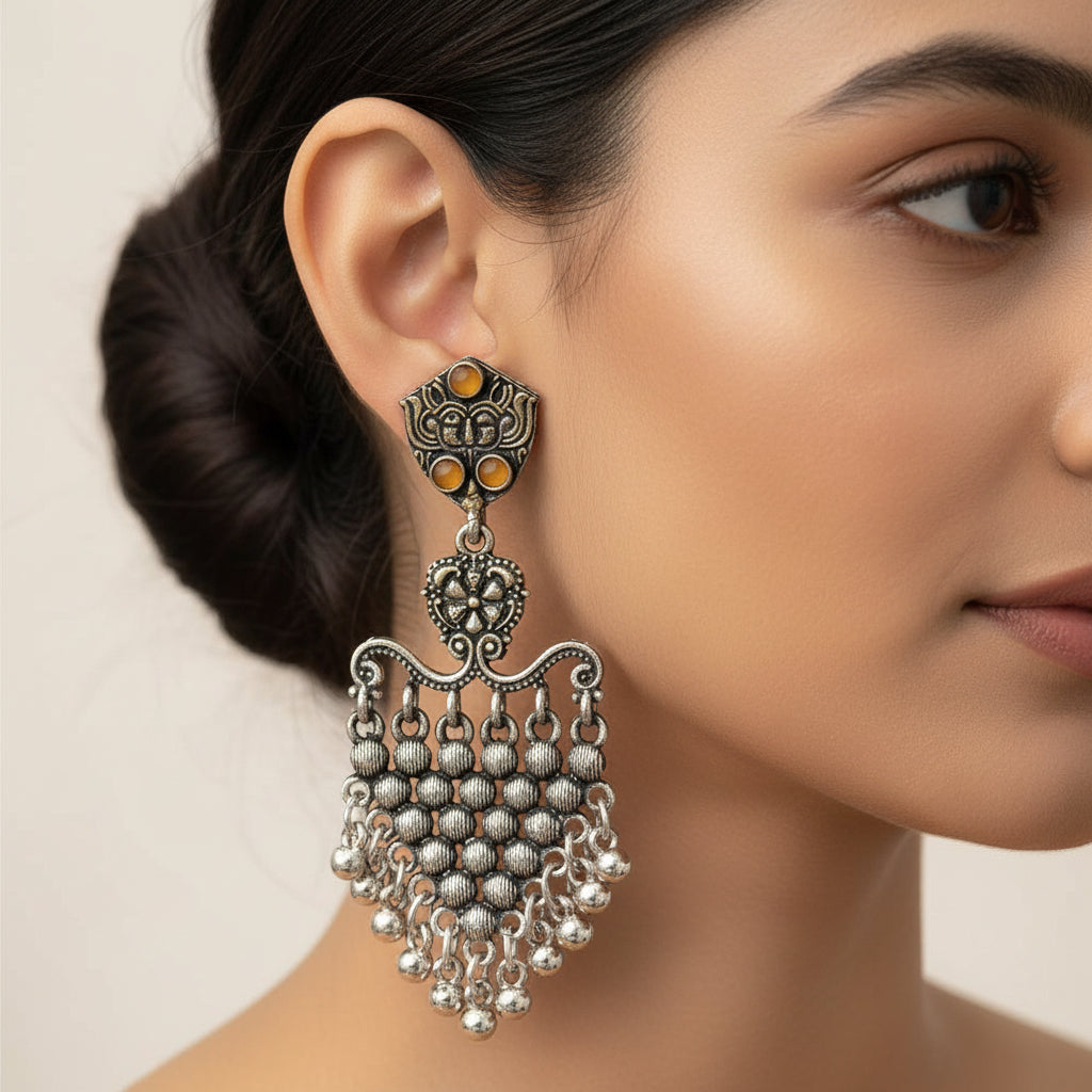 Chan-Chan ghunghroo dangler earring (Yellow)