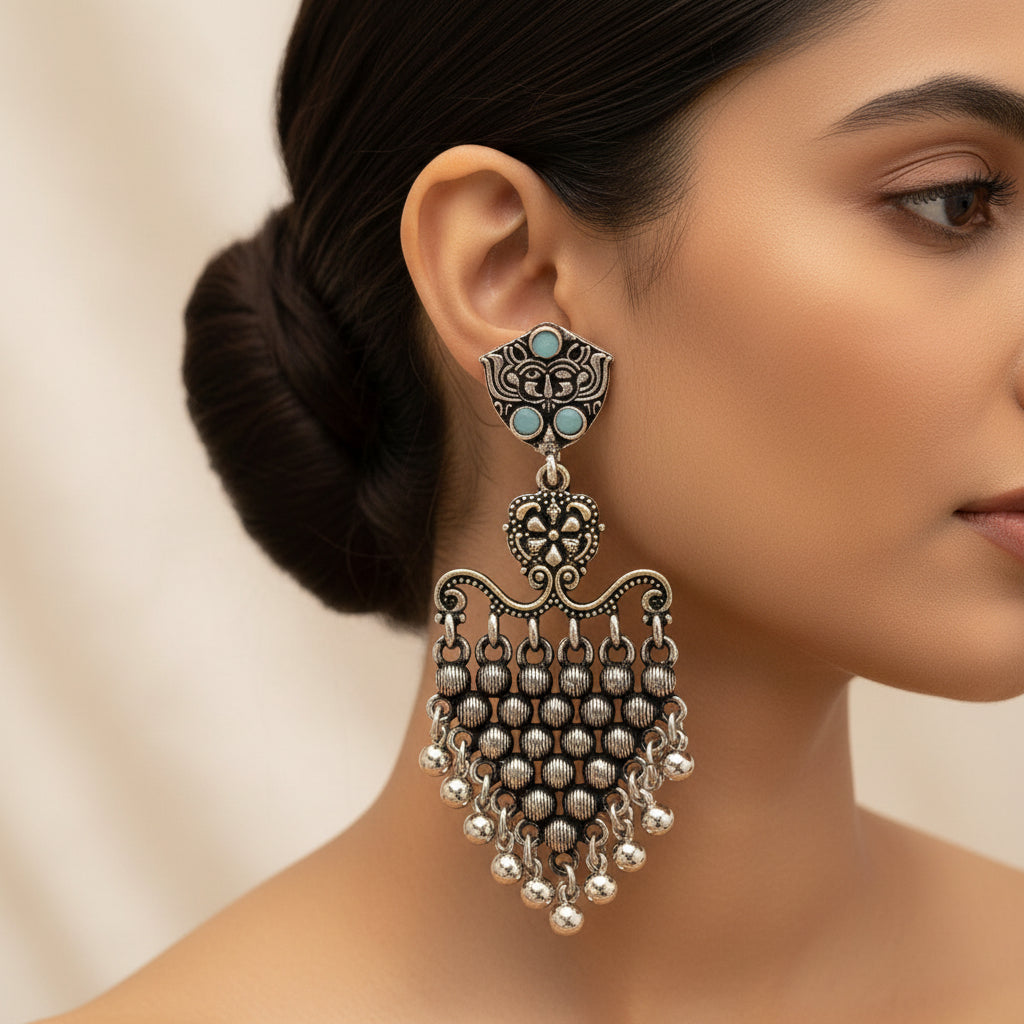 Chan-Chan ghunghroo dangler earring (Mint)