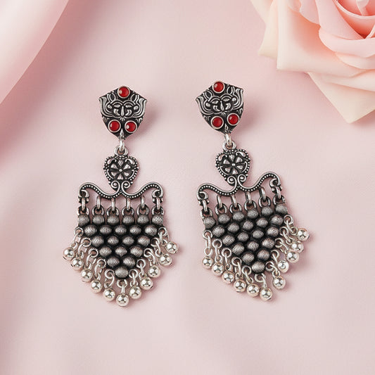 Chan-Chan ghunghroo dangler earring (Dark Red)