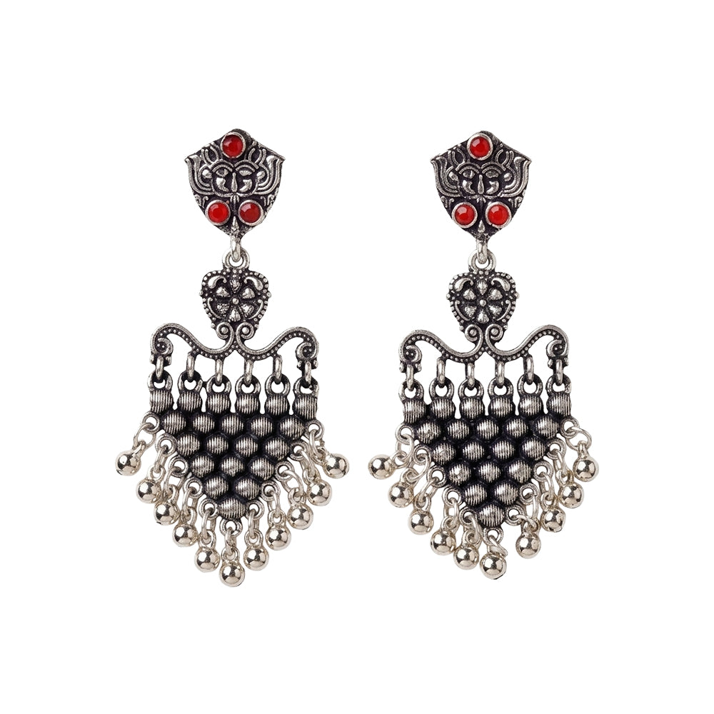 Chan-Chan ghunghroo dangler earring (Dark Red)