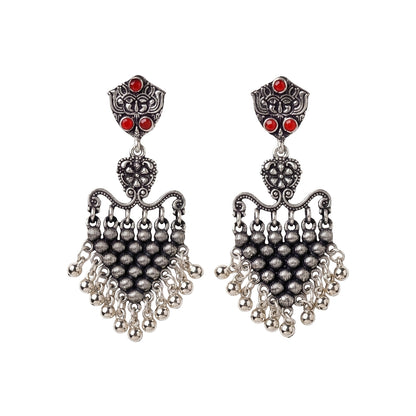 Chan-Chan ghunghroo dangler earring (Dark Red)