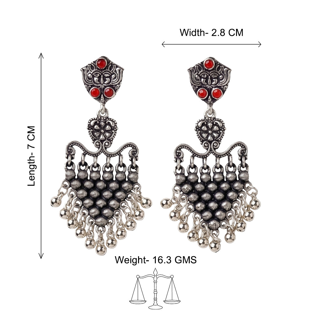 Chan-Chan ghunghroo dangler earring (Dark Red)