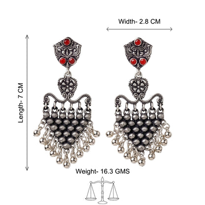 Chan-Chan ghunghroo dangler earring (Dark Red)