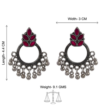 Kalash Kamal earring (Light Orange) Fine Shine stud earrings (Red) Combo set