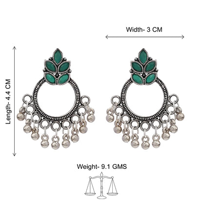 Kalash Kamal earring (Light Orange) Fine Shine stud earrings (Green) Combo set