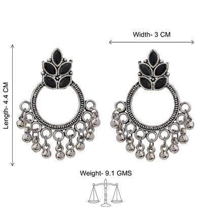 Kalash Kamal earring (Light Orange) Fine Shine stud earrings (Black) Combo set