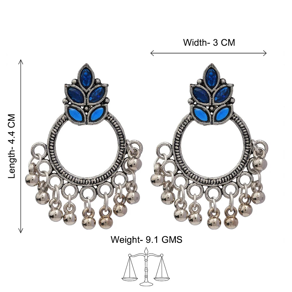 Kalash Kamal earring (Light Orange) Fine Shine stud earrings (Blue) Combo set