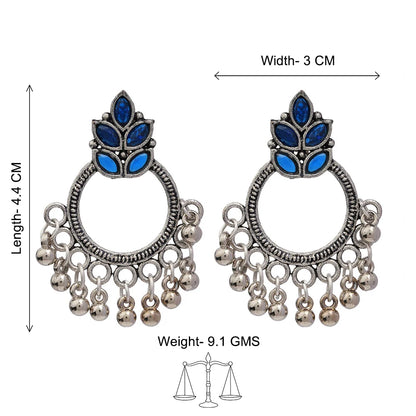 Kalash Kamal earring (Light Orange) Fine Shine stud earrings (Blue) Combo set