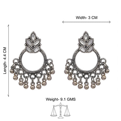 Kalash Kamal earring (Light Orange) Fine Shine stud earrings (White) Combo set