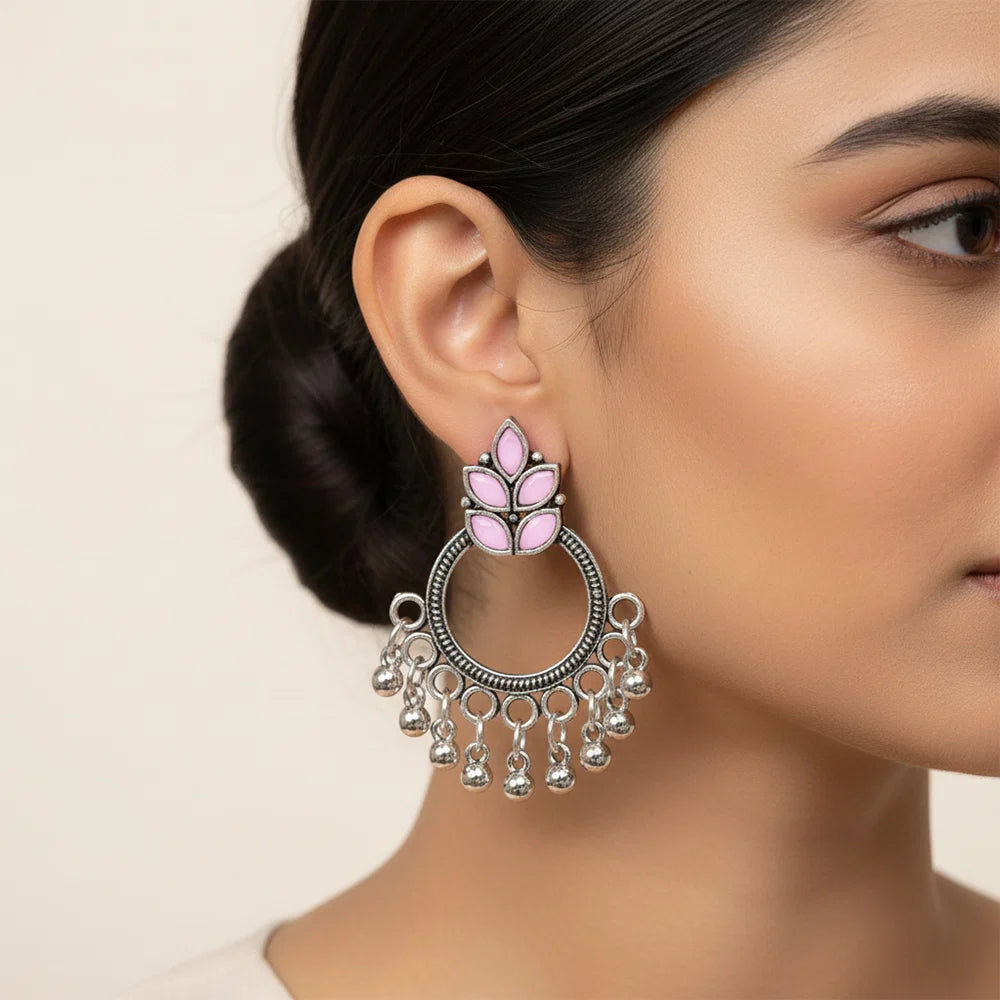 Kalash Kamal earring  Fine Shine stud earrings (Baby Pink) Combo set