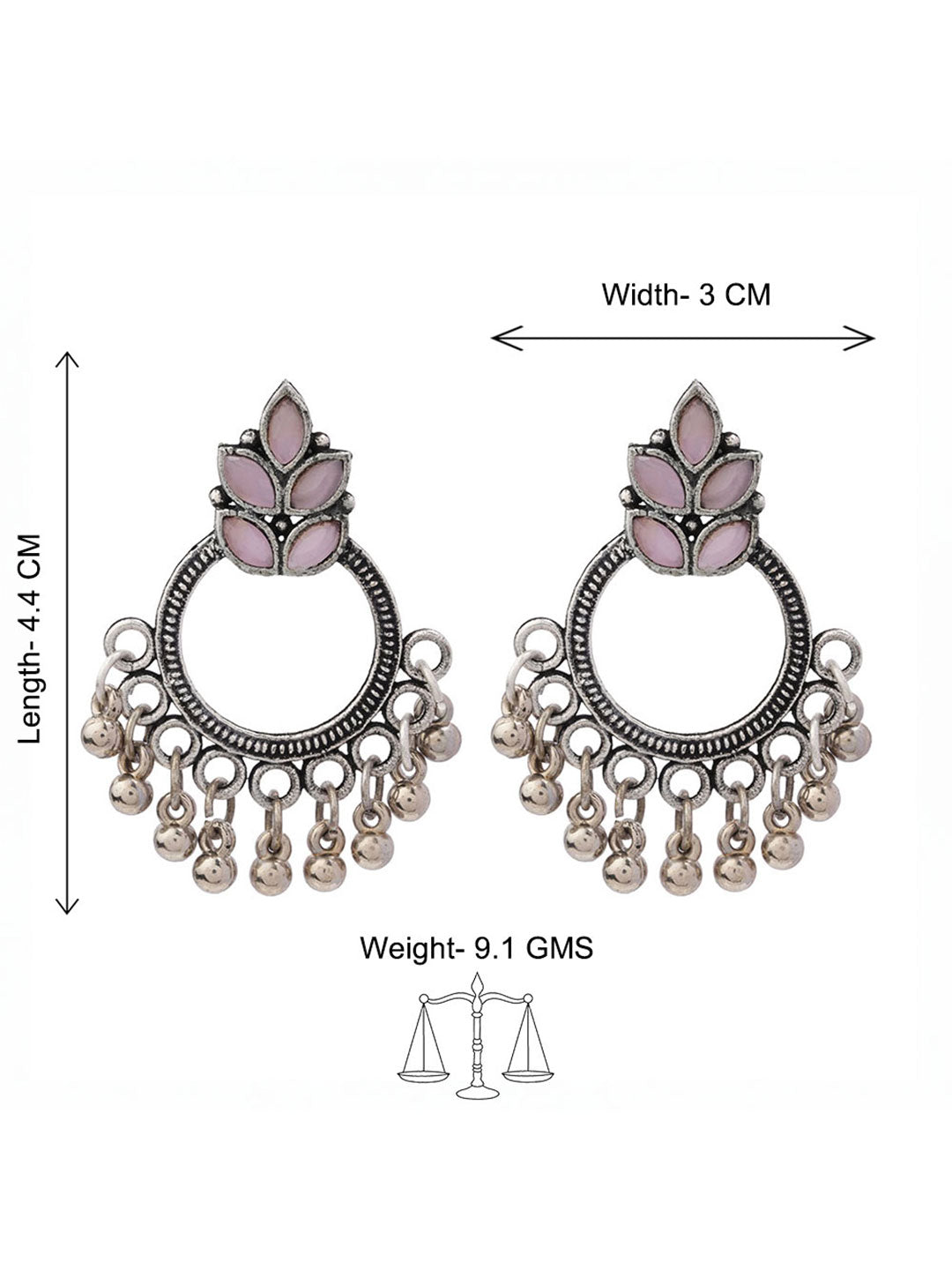 Carved Charm Dangler earrings (White) Fine Shine stud earrings (Baby Pink) Combo set
