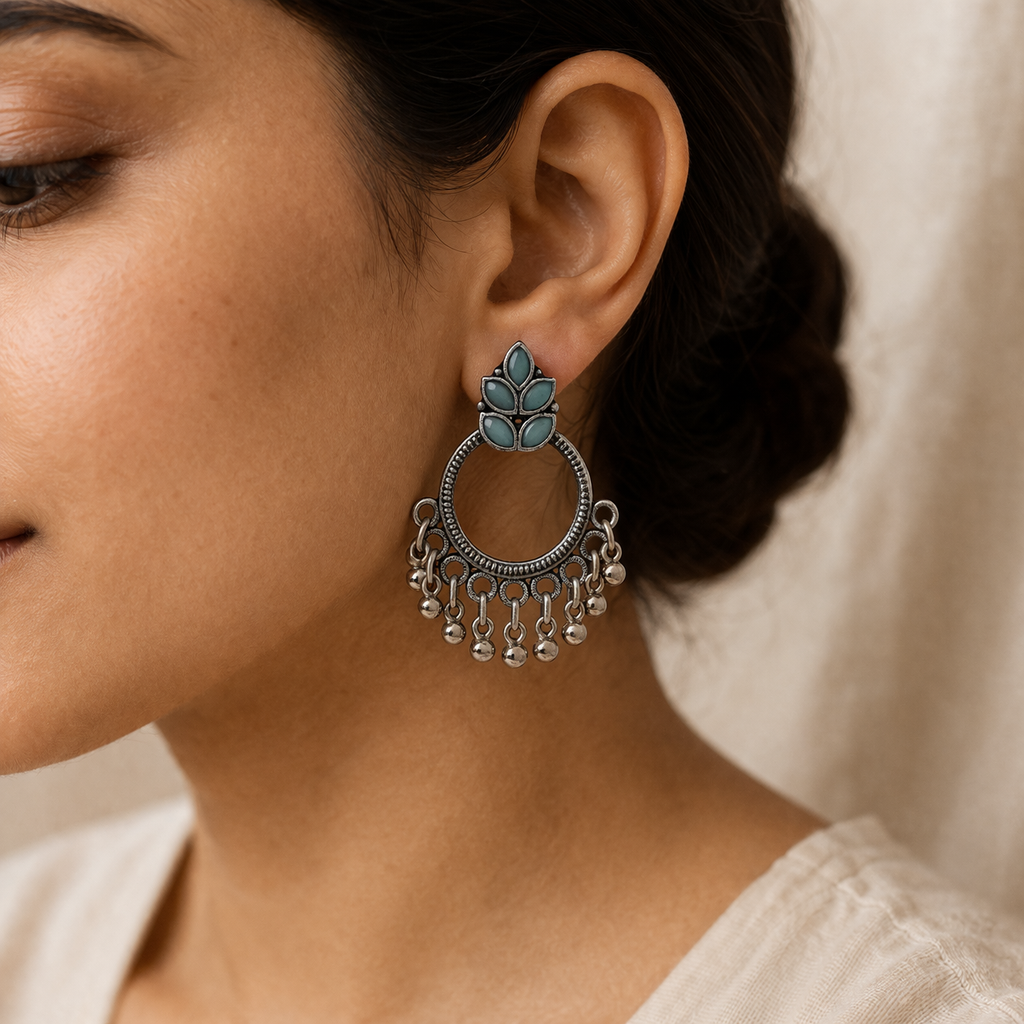 StylishKudi Oxidised Silver Jhumki&Stud Earring ComboSet for Women&girl