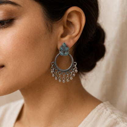 StylishKudi Oxidised Silver Jhumki&Stud Earring ComboSet for Women&girl