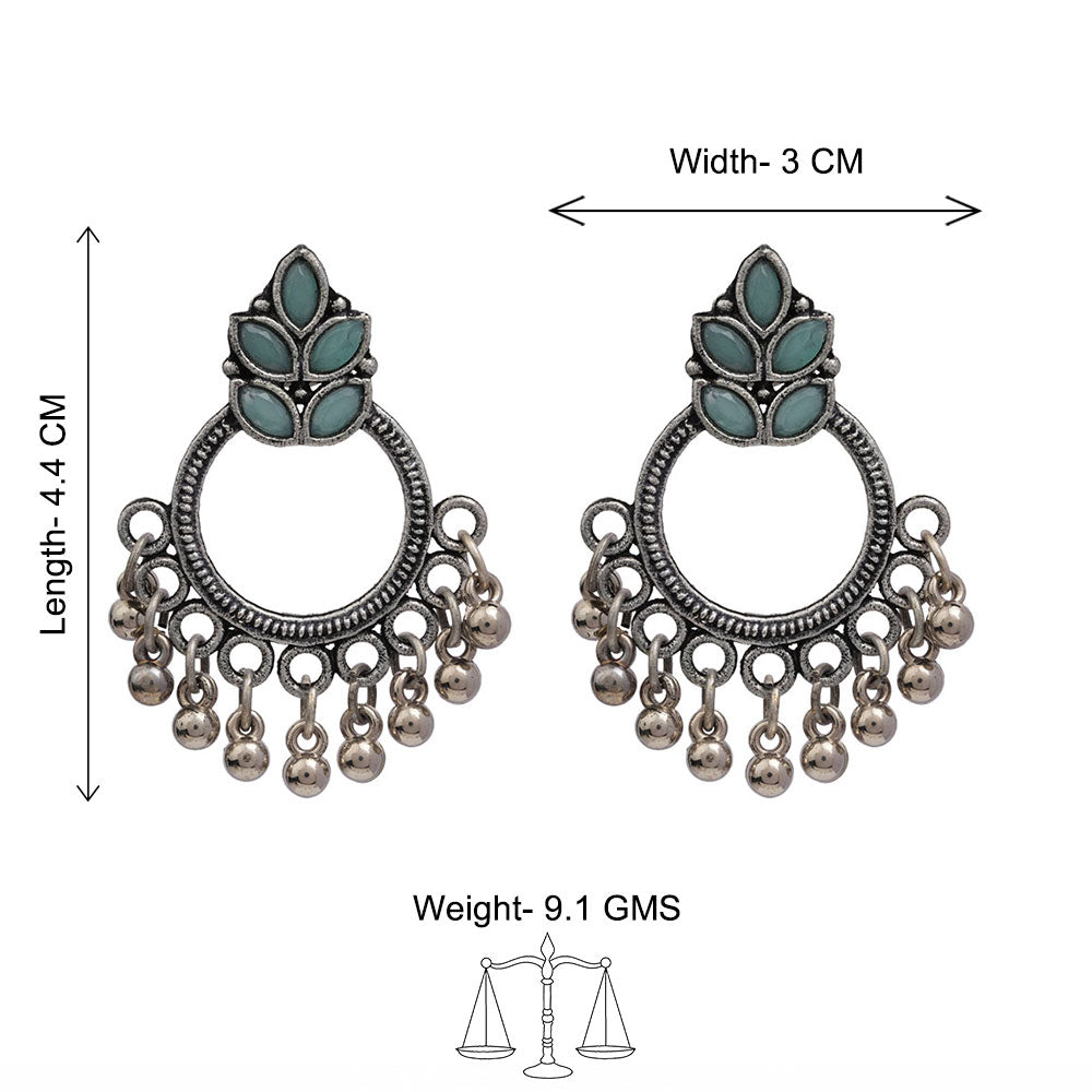 Carved Charm Dangler earrings (White) Fine Shine stud earrings (Mint) Combo set