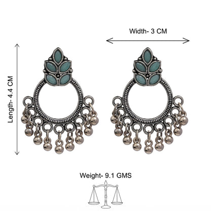 Carved Charm Dangler earrings (White) Fine Shine stud earrings (Mint) Combo set