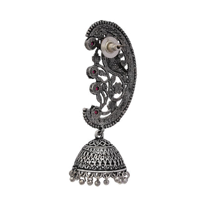 Moon-lit Mayur Jhumki earrings (Red)