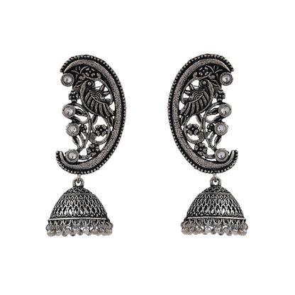 Moon-lit Mayur Jhumki earrings (White)