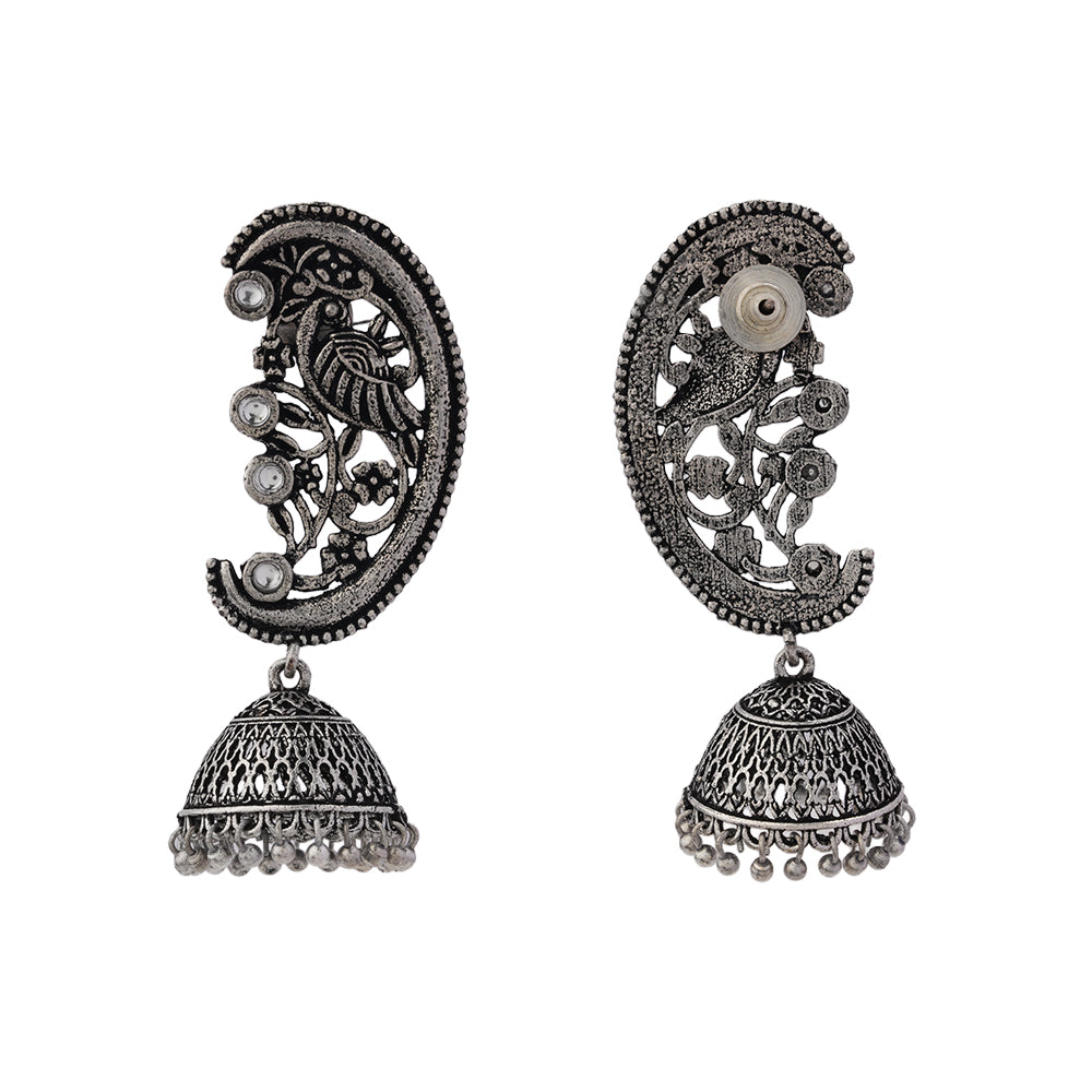 Moon-lit Mayur Jhumki earrings (White)