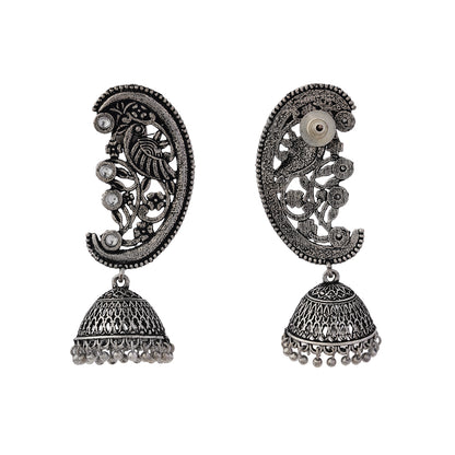 Moon-lit Mayur Jhumki earrings (White)