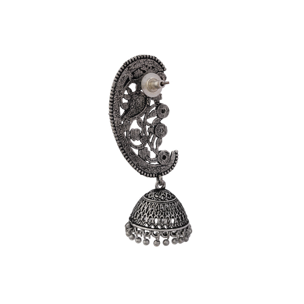 Moon-lit Mayur Jhumki earrings (White)