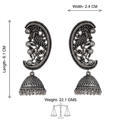 Moon-lit Mayur Jhumki earrings (White)