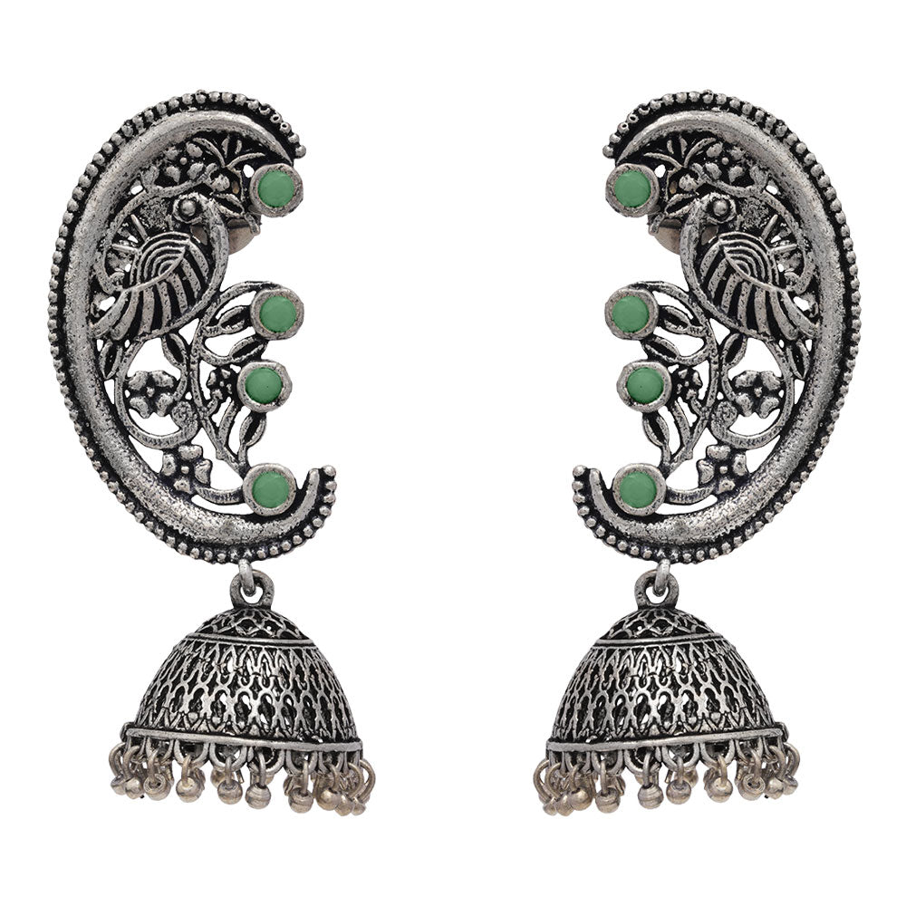 Moon-lit Mayur Jhumki earrings (Pista)