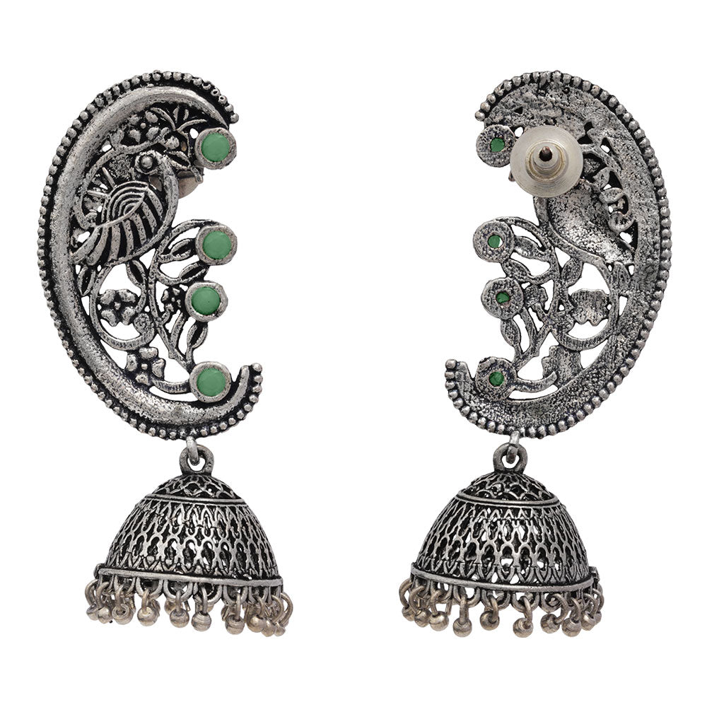 Moon-lit Mayur Jhumki earrings (Pista)