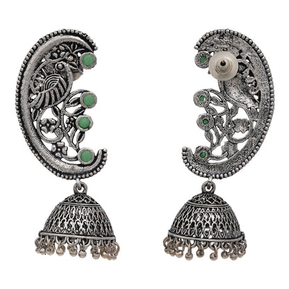 Moon-lit Mayur Jhumki earrings (Pista)