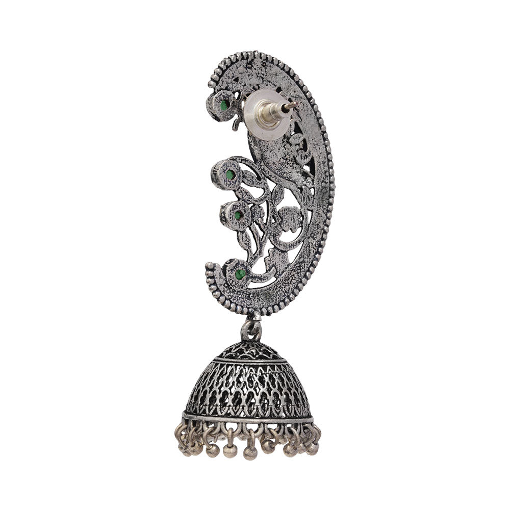 Moon-lit Mayur Jhumki earrings (Pista)