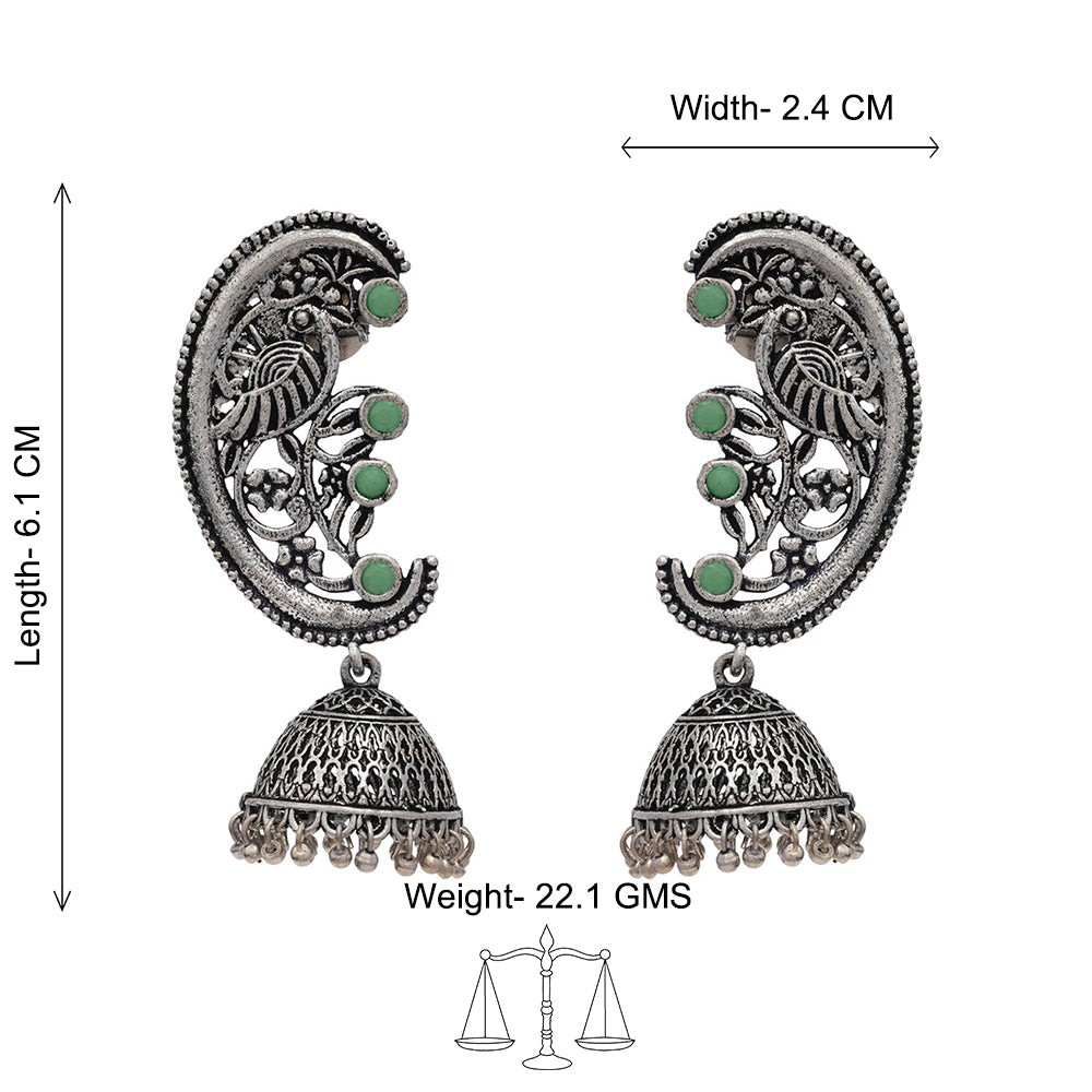 Moon-lit Mayur Jhumki earrings (Pista)