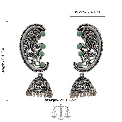 Moon-lit Mayur Jhumki earrings (Pista)