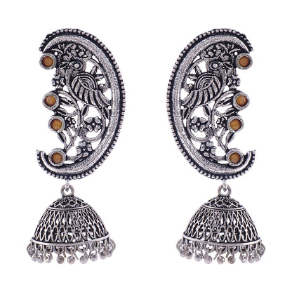 Moon-lit Mayur Jhumki earrings (Yellow)