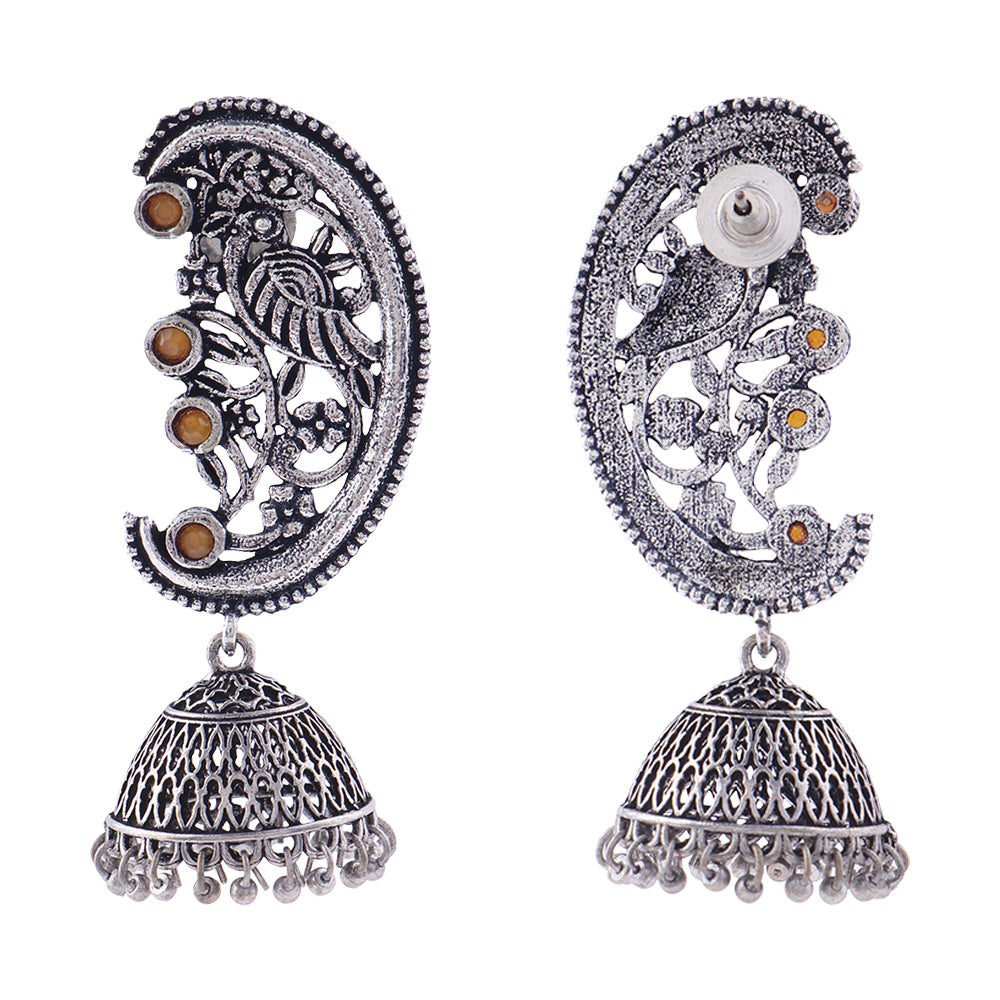 Moon-lit Mayur Jhumki earrings (Yellow)