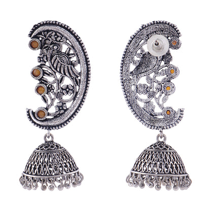 Moon-lit Mayur Jhumki earrings (Yellow)
