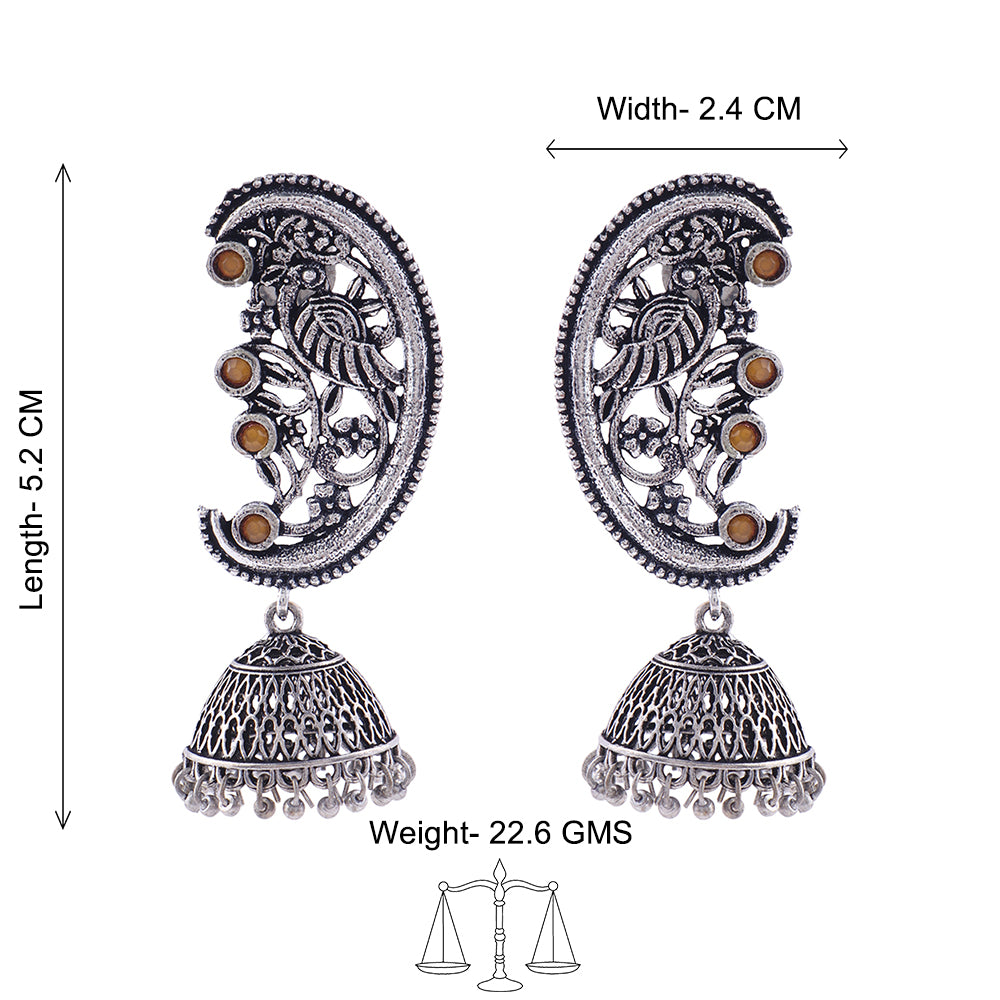 Moon-lit Mayur Jhumki earrings (Yellow)