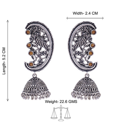 Moon-lit Mayur Jhumki earrings (Yellow)