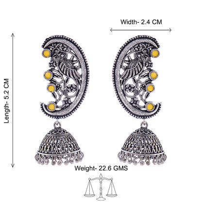 Moon-lit Mayur Jhumki earrings (Yellow)