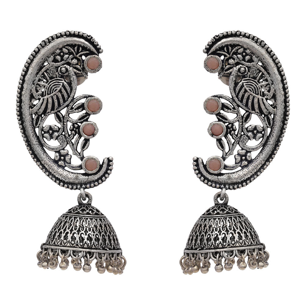 Moon-lit Mayur Jhumki earrings (Light Orange)