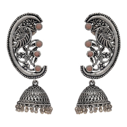 Moon-lit Mayur Jhumki earrings (Light Orange)
