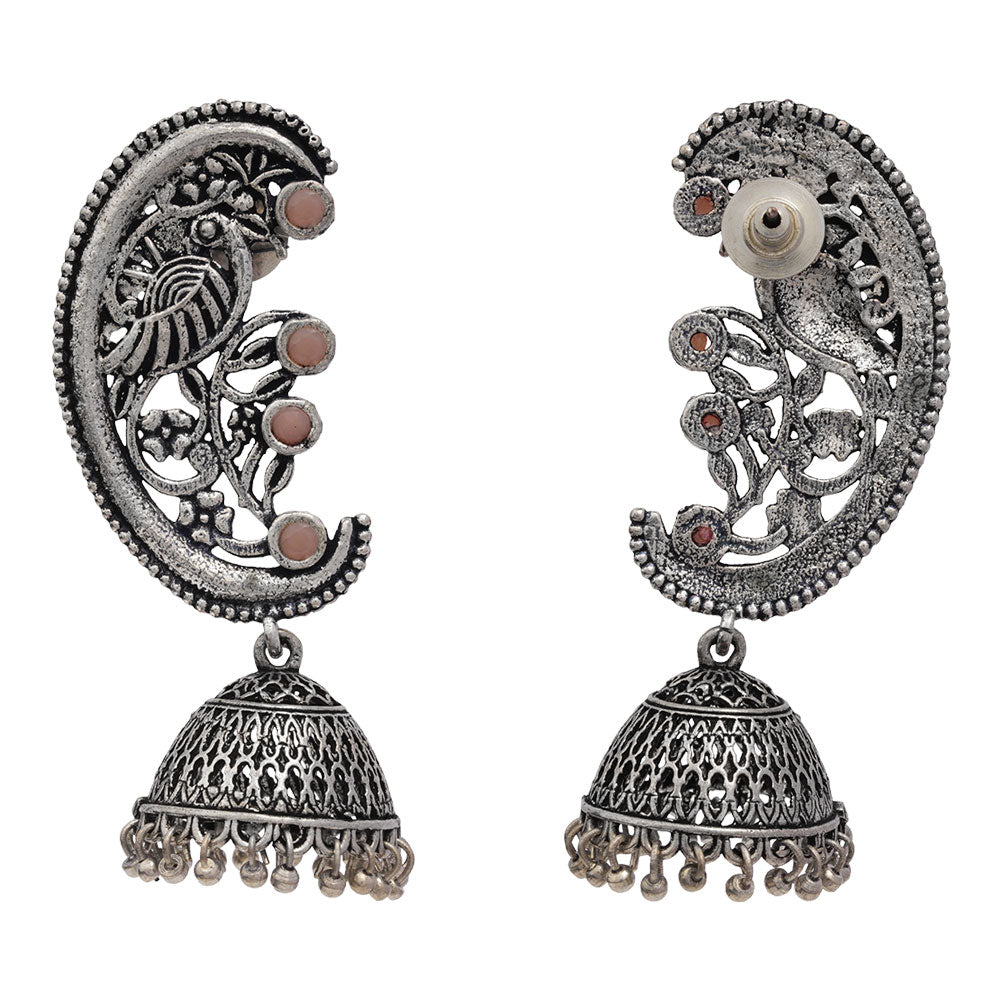 Moon-lit Mayur Jhumki earrings (Light Orange)