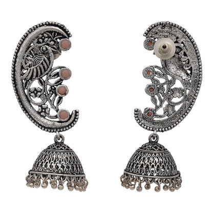 Moon-lit Mayur Jhumki earrings (Light Orange)