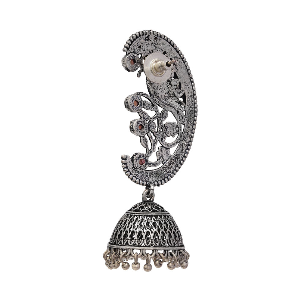 Moon-lit Mayur Jhumki earrings (Light Orange)