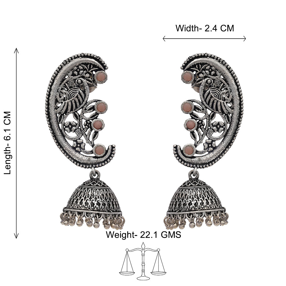 Moon-lit Mayur Jhumki earrings (Light Orange)