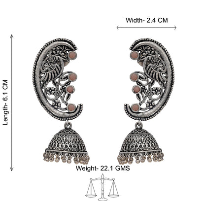 Moon-lit Mayur Jhumki earrings (Light Orange)