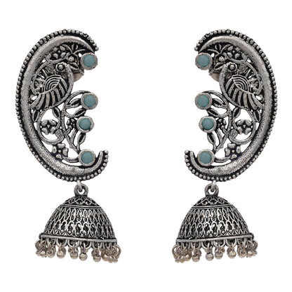 Moon-lit Mayur Jhumki earrings (Mint)