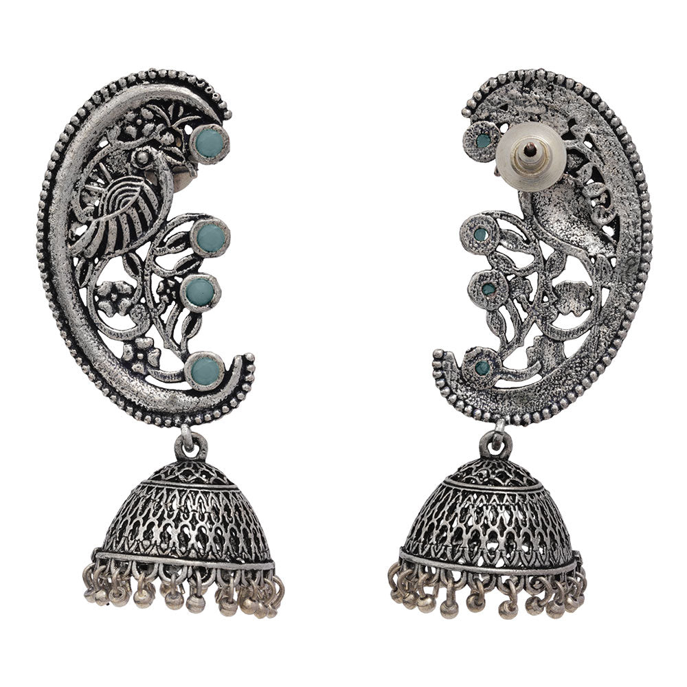 Moon-lit Mayur Jhumki earrings (Mint)