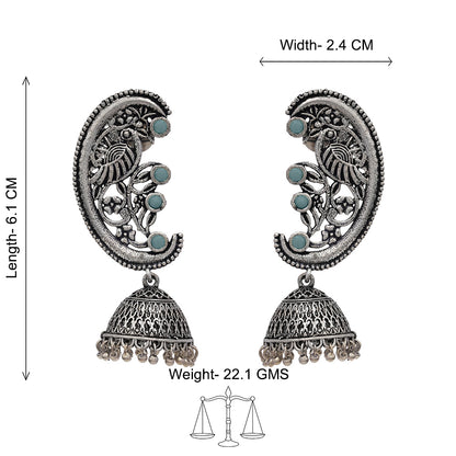 Moon-lit Mayur Jhumki earrings (Mint)