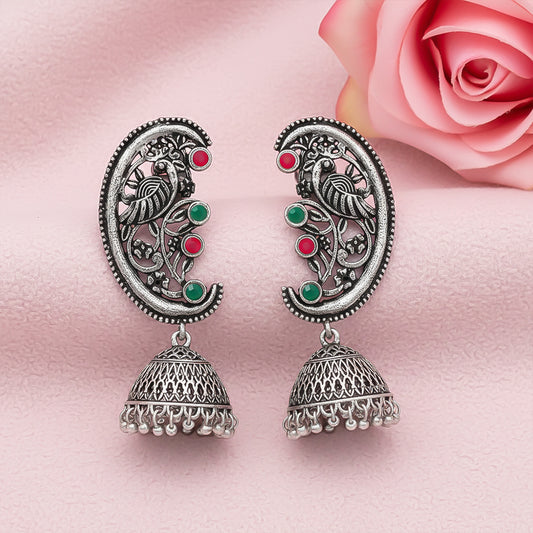 Moon-lit Mayur Jhumki earrings (Multicolored)